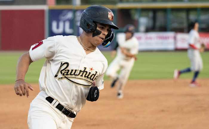 Diamondbacks outfielder prospect Druw Jones rounds third base for Visalia.
